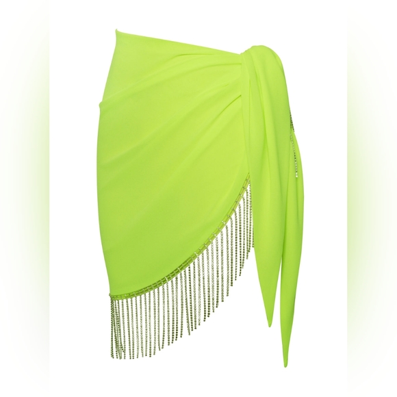 💚Quill Neon Green Cover Up with Crystal Fringe💚 - Picture 9 of 12